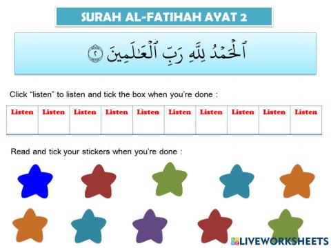 BORANG TIKRAR (Al-Fatihah ayat 2)
