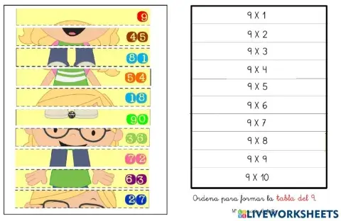 Puzzle tabla del 9