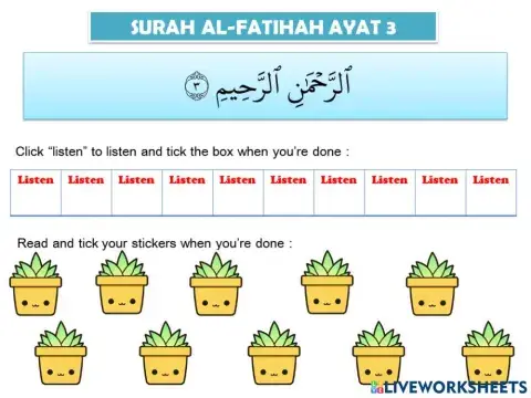 BORANG TIKRAR (Al-Fatihah ayat 3)