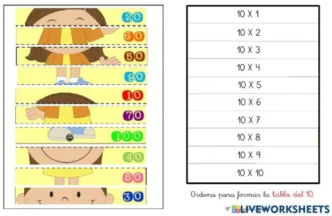 Puzzle tabla del 10
