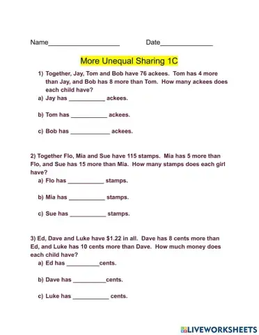 More Unequal Sharing 1C