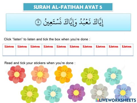 BORANG TIKRAR (Al-Fatihah ayat 5)