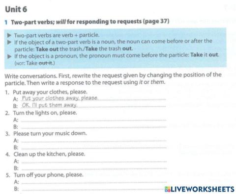 Interchange 2, unit 6 (Phrasal verbs)