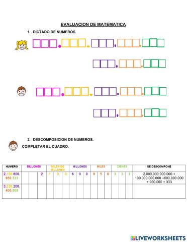 Evaluación de Matemática