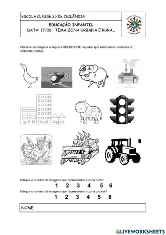 Zona urbana e rural 1 período
