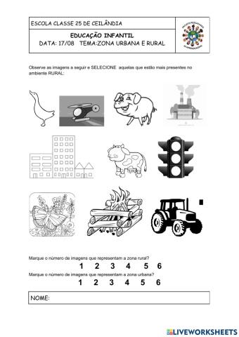 Zona urbana e rural 1 período
