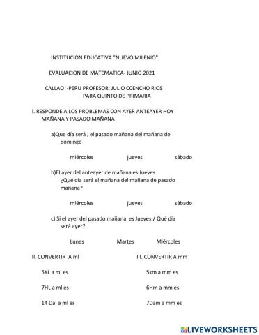 Evaluacion matematica
