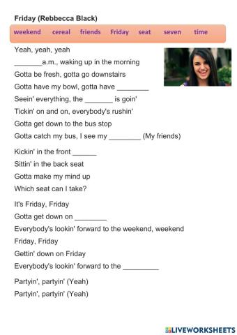 Song: Friday(Rebbeca Black)