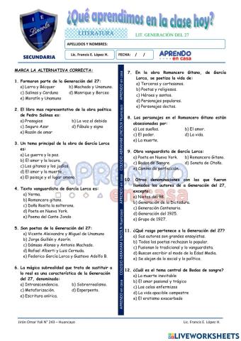 Prac. lit. generación del 27