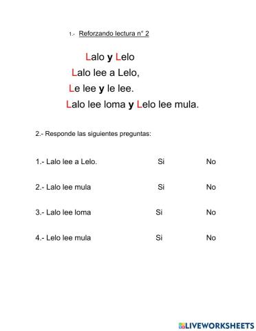 Lectura con letra L