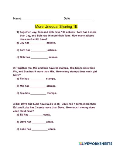 More Unequal Sharing 1E