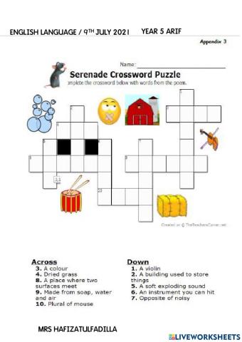 Crossword Puzzle Serenade
