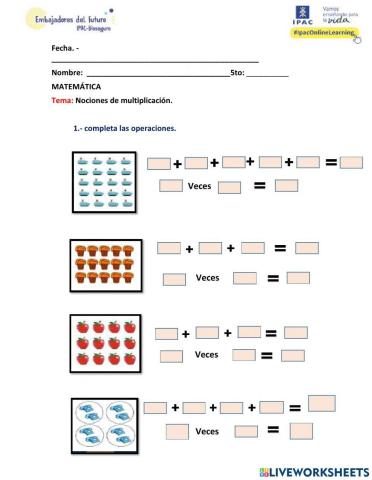 Noción de la multiplicación