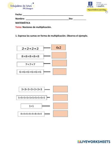 Noción de la multiplicación
