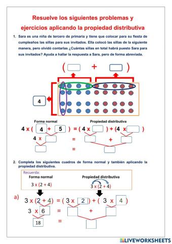 Práctica de la propiedad distributiva y el elemento neutro