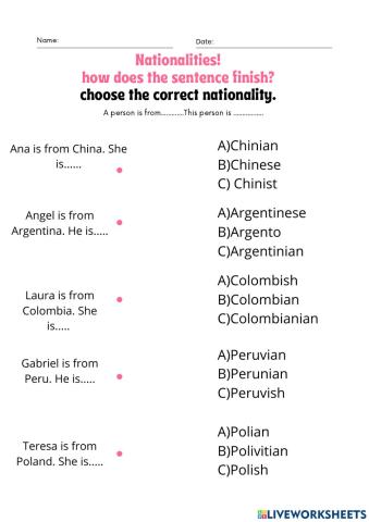 Warm up- nationalities.