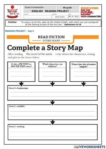 4th grade - Reading project - Day 2