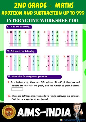 2nd-maths-ps06- addition and subtraction up to 999 - ch 05