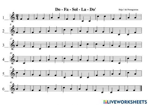 3º Hojas de Pentagramas 1-1 - 1. Do-Fa-Sol-La-Do'