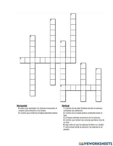 Crucigrama los aztecas