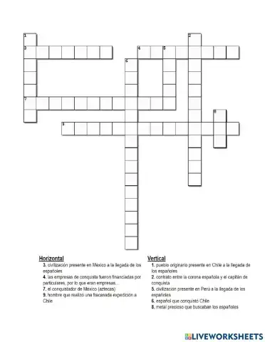 Crucigrama conquista de América