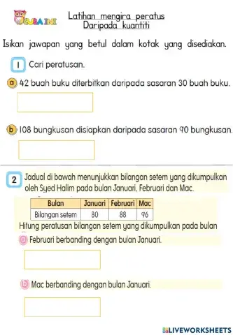 Mengira peratus daripada kuantiti