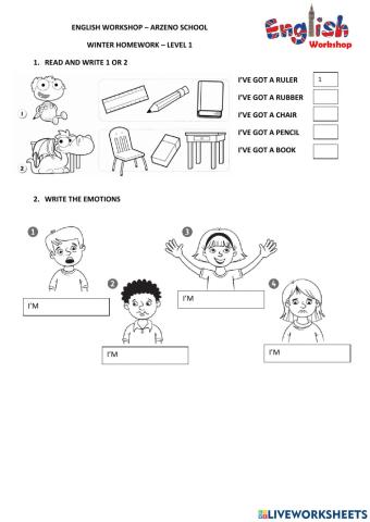 Winter homework- Level 1- Arzeno School