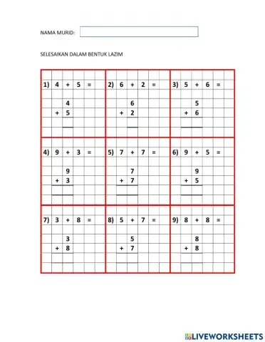 Operasi tambah tahun 1