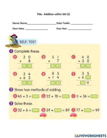 Addition within 100 (1) year 1
