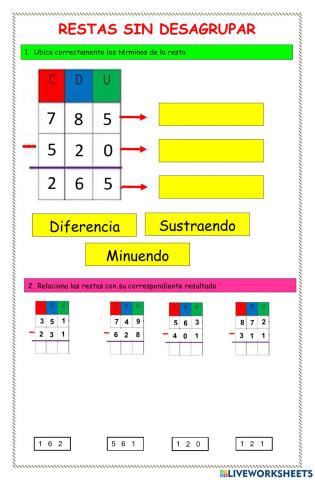 Restas sin desagrupar
