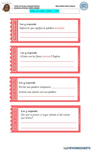 Ticket de salida lenguaje.