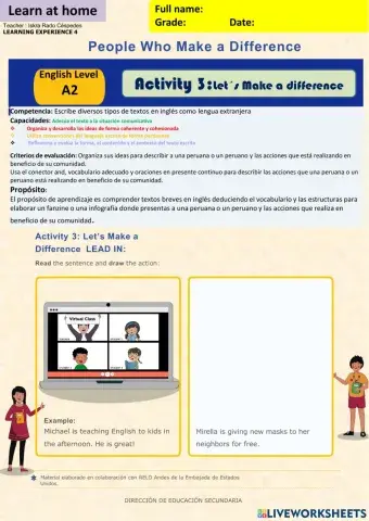 People who make a difference activity 1 week17 A2 irc