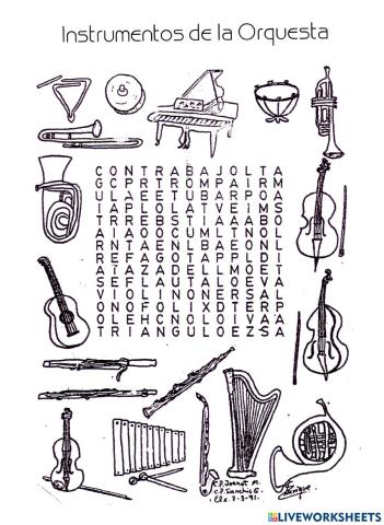 Sopa de letras instrumentos