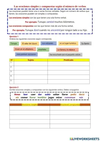 Oraciones simples y compuestas.