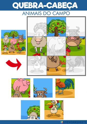 Quebra-cabeça - Animais do campo 9x5