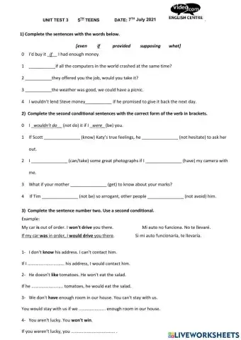 Unit second conditional