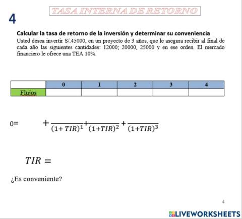 Tasa Interna de Retorno TIR 4