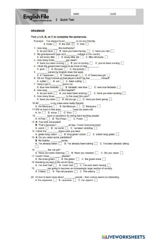 5th year quicktest UNIT 2 2021