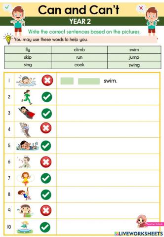 CEFR YEAR 2- Can and Can't B