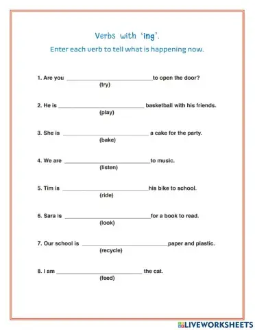 Verbs with ing