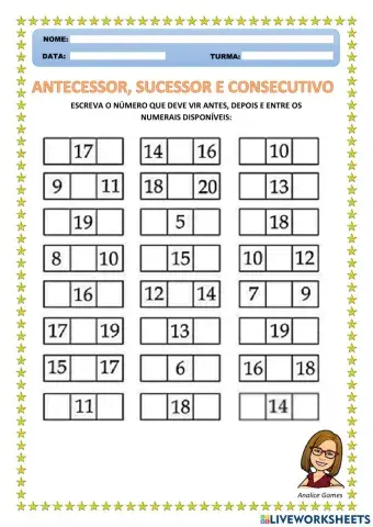 Antecessor, Sucessor e Consecutivo