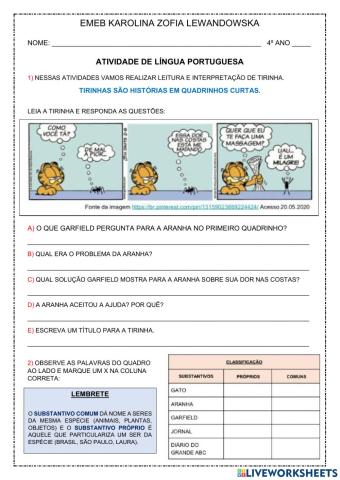 Interpretação de Tirinha