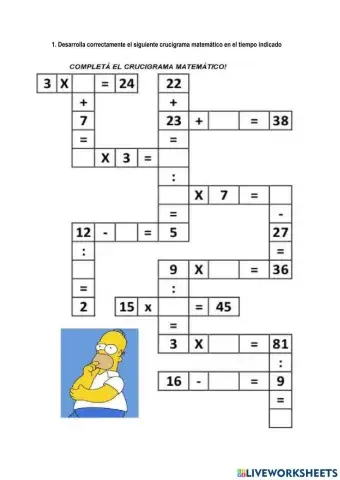 Crucigrama matemático