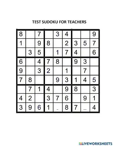 Test Sudoku For Teacher