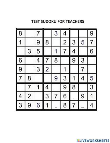 Test Sudoku For Teacher