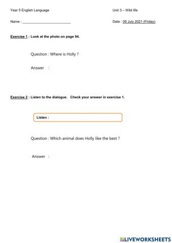 Unit 3 Extra Listening and Speaking (Phoning a friend)