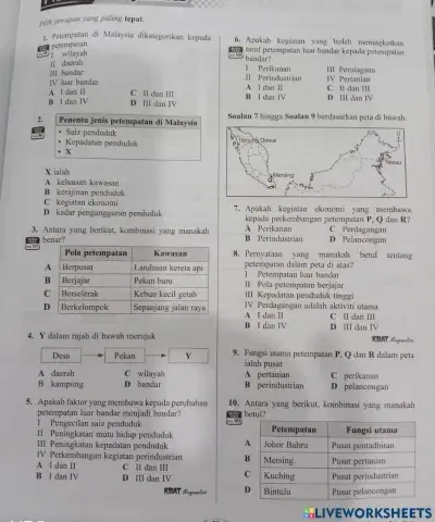 Geografi Tingkatan 1: Bab 9 Petempatan di Malaysia