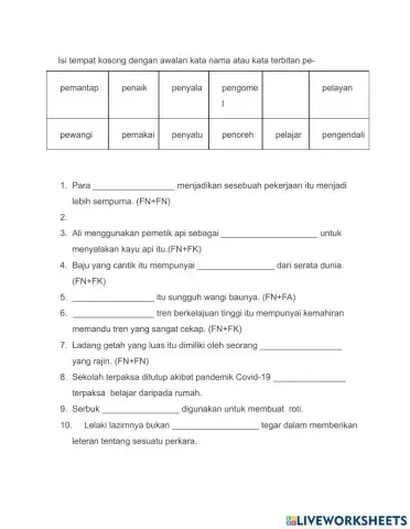 AWALAN KATA NAMA pe-