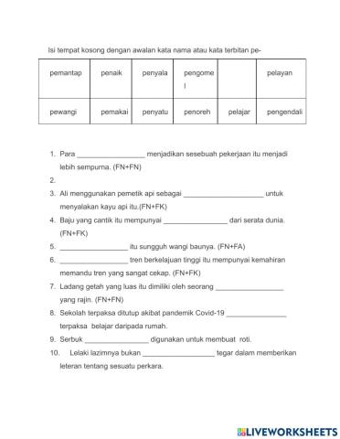 AWALAN KATA NAMA pe-