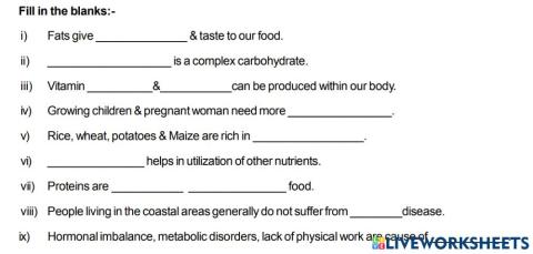 Components of food ,lc work